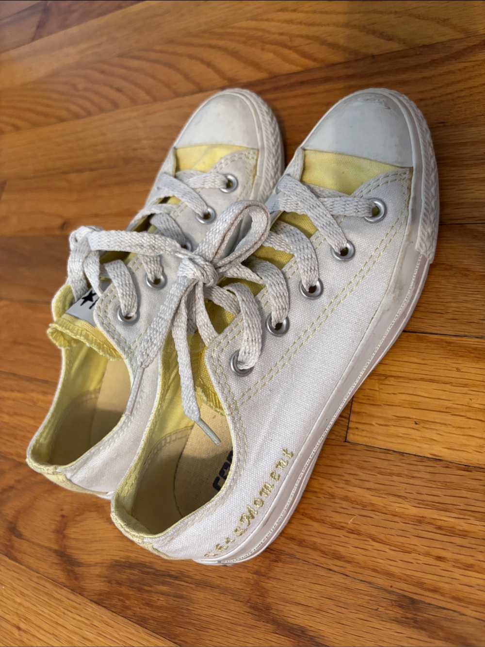 Custom Converse in White and Yellow